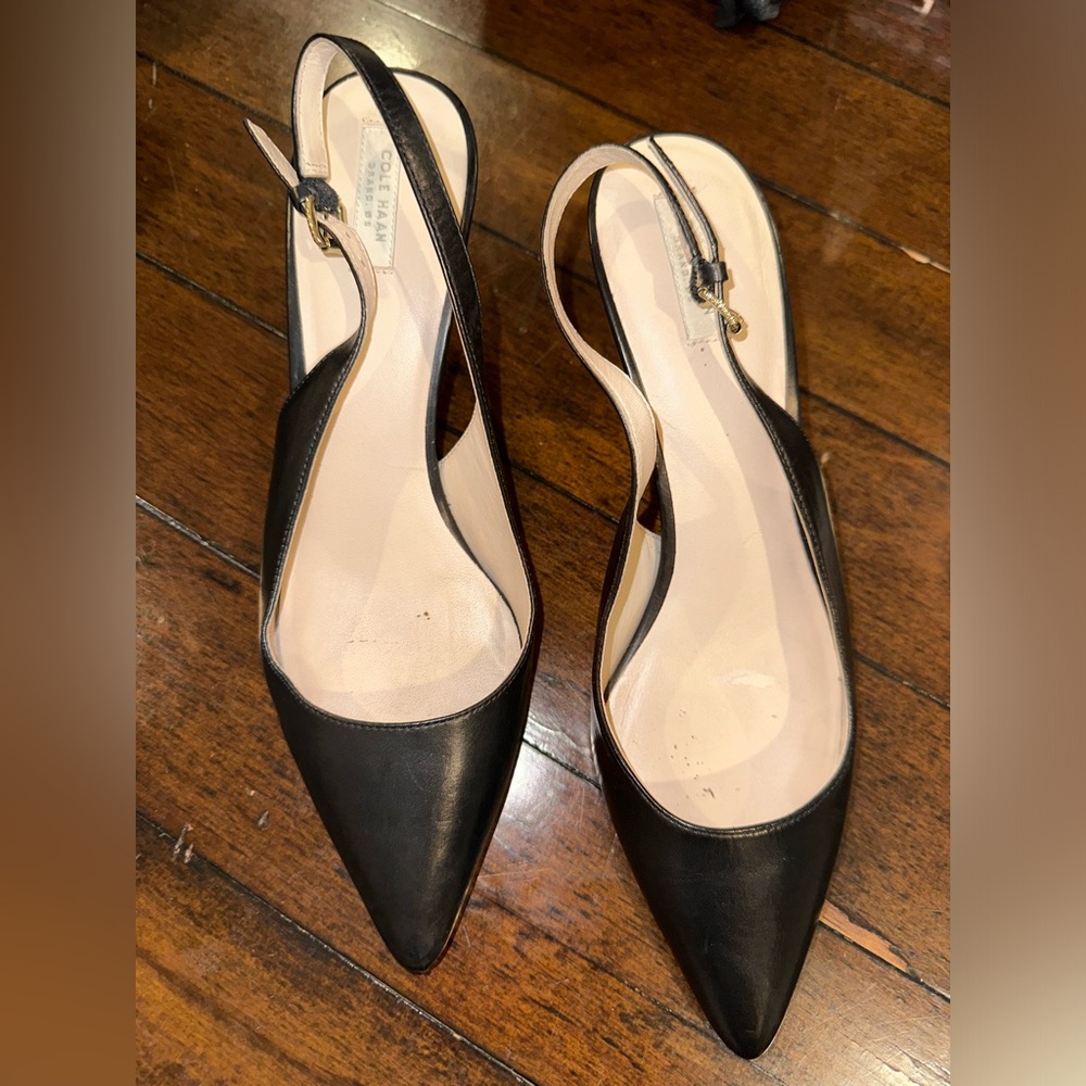 Black Cole Haan 2” slingback heels